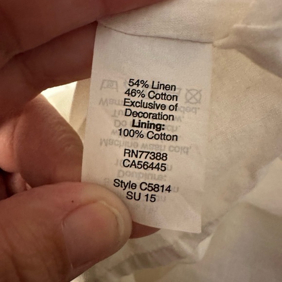 Madewell Eyelet Overlay Open Back Dress Size 0 Linen Blend Pockets Classic Clean - Picture 3 of 4